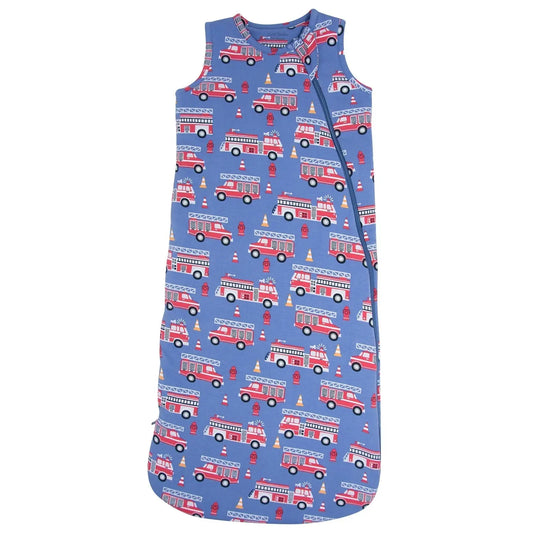 Blue Fire Truck Baby Sleep Sack for Infants 0 to 9 Months with Two Way J Zipper and Quilted Lining Sweet Bamboo