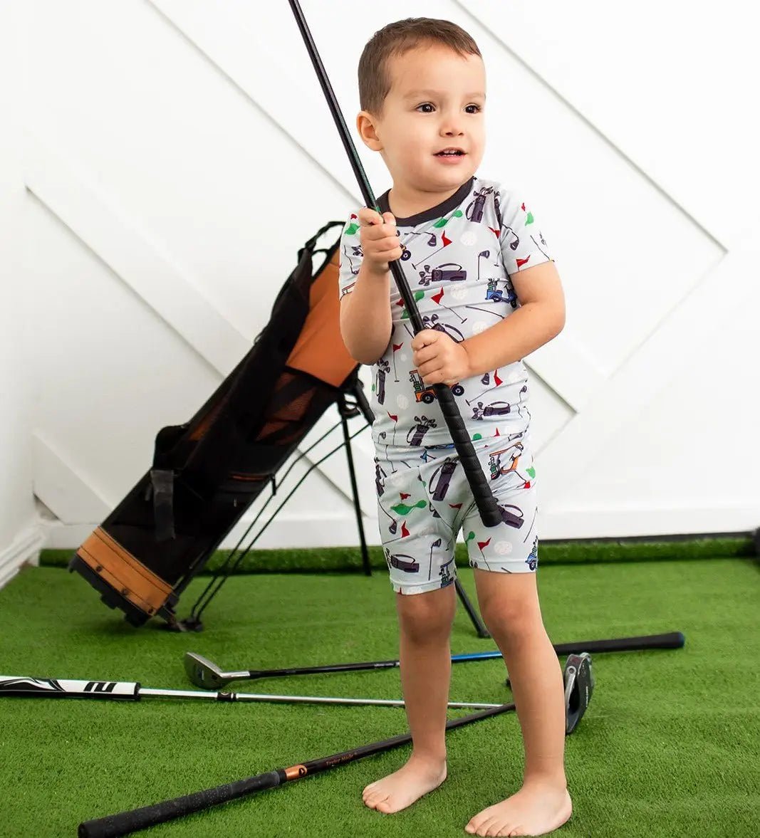 Bestaroo Sleepy Masters Bamboo Pajama Set Baseball Print Short Sleeve Top And Shorts - 