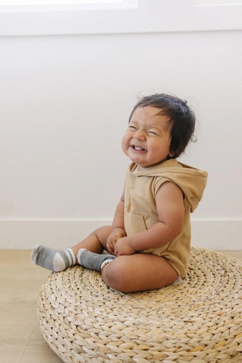 Little Joy Co. Sleeveless Hoodie Romper With Snaps Kangaroo Pocket - Everetts Place Boutique - 