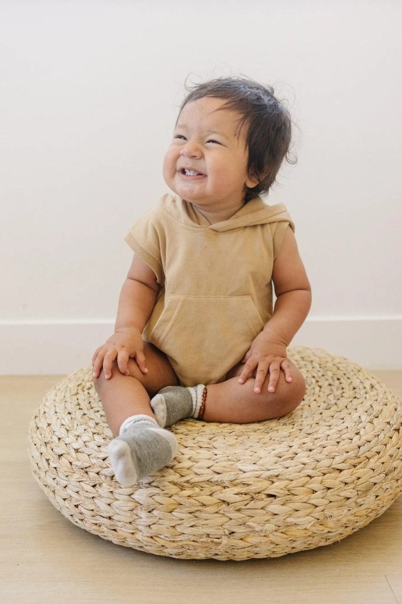 Little Joy Co. Sleeveless Hoodie Romper With Snaps Kangaroo Pocket - Everetts Place Boutique - 