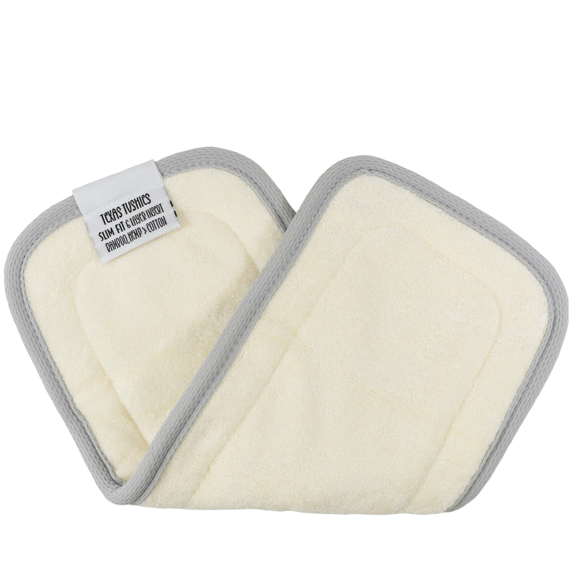 6 layer natural fiber cloth diaper inserts with bamboo terry and hemp cotton core.