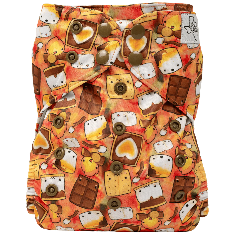 Slim Fit Pocket Cloth Diaper with colorful patterned design and secure snap closures.