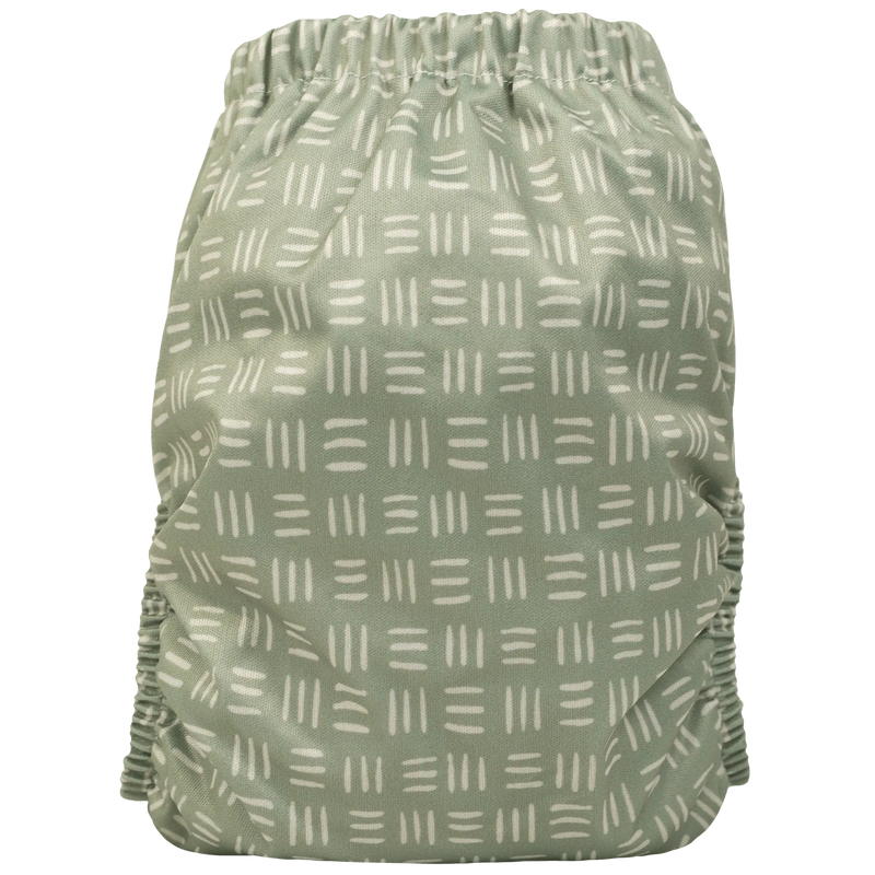 Slim Fit AIO Cloth Diaper in green with white pattern.