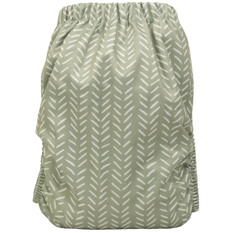 Slim Fit AIO Cloth Diaper with green and white pattern, athletic wicking jersey material.
