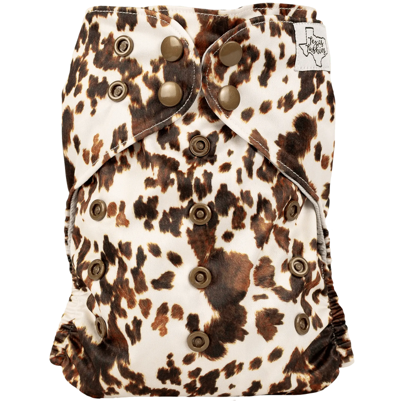 Slim Fit Pocket Cloth Diaper with animal print design, reusable and adjustable for 8-40lbs.