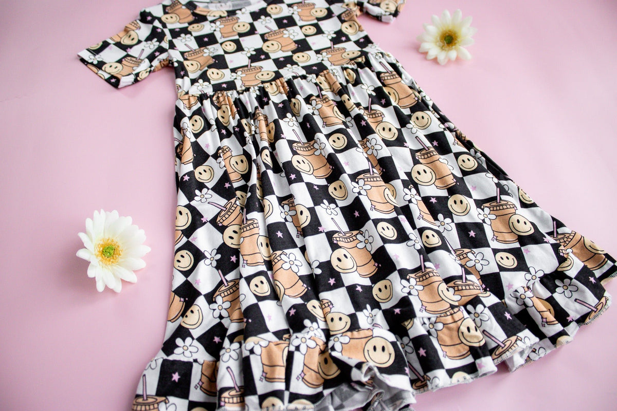 DREAM BIG LITTLE CO SMILEY CUP OF CHECKERS DREAM RUFFLE DRESSEveretts Place