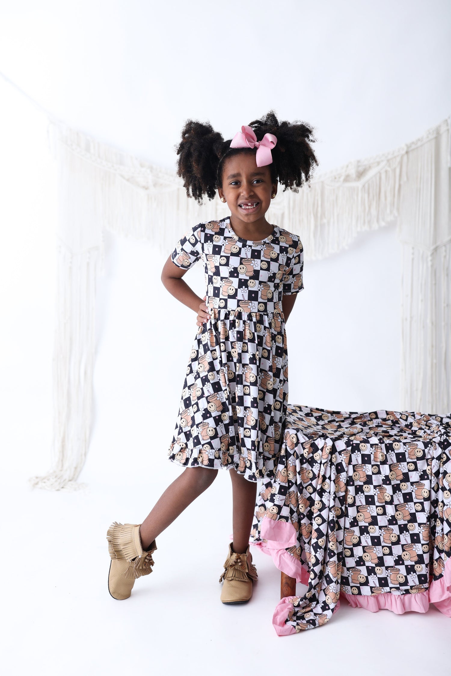DREAM BIG LITTLE CO SMILEY CUP OF CHECKERS DREAM RUFFLE DRESSEveretts Place