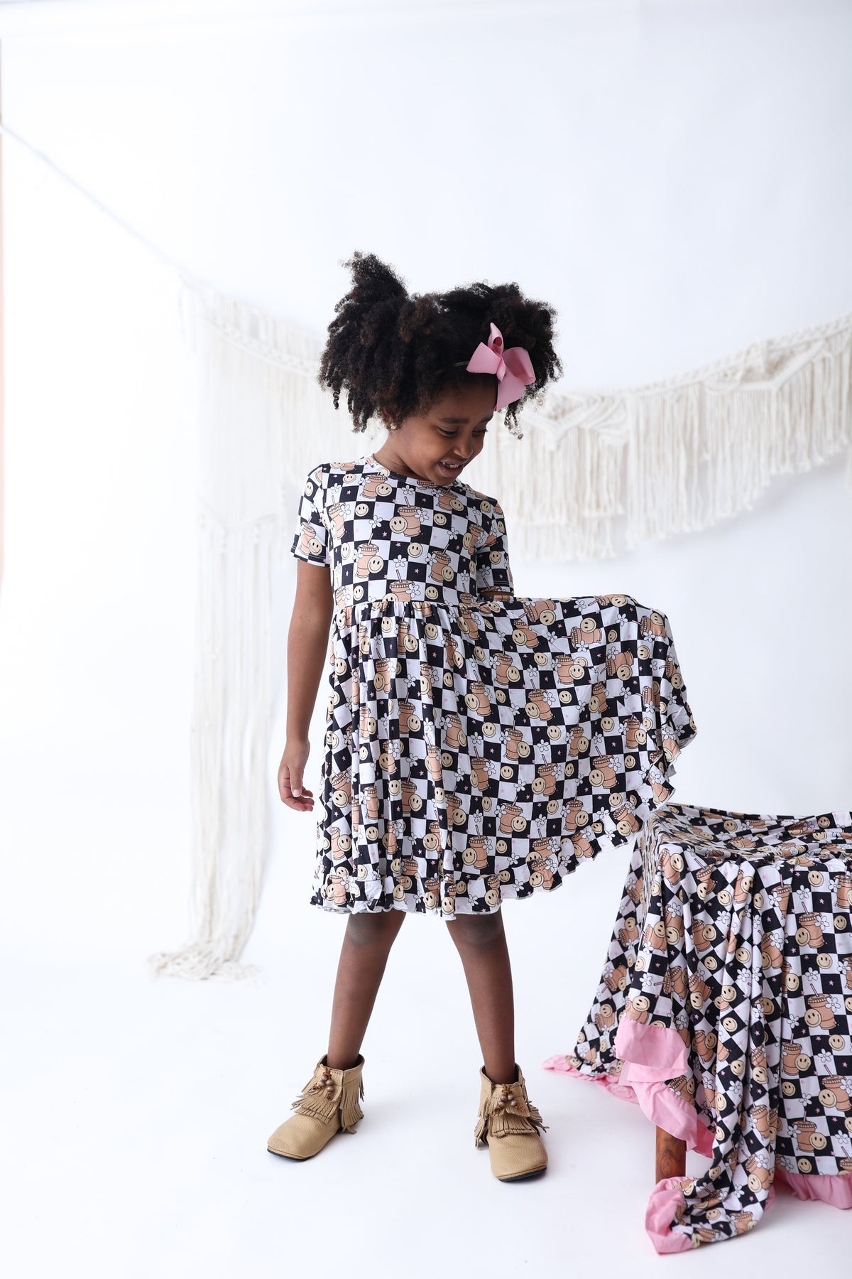 DREAM BIG LITTLE CO SMILEY CUP OF CHECKERS DREAM RUFFLE DRESSEveretts Place