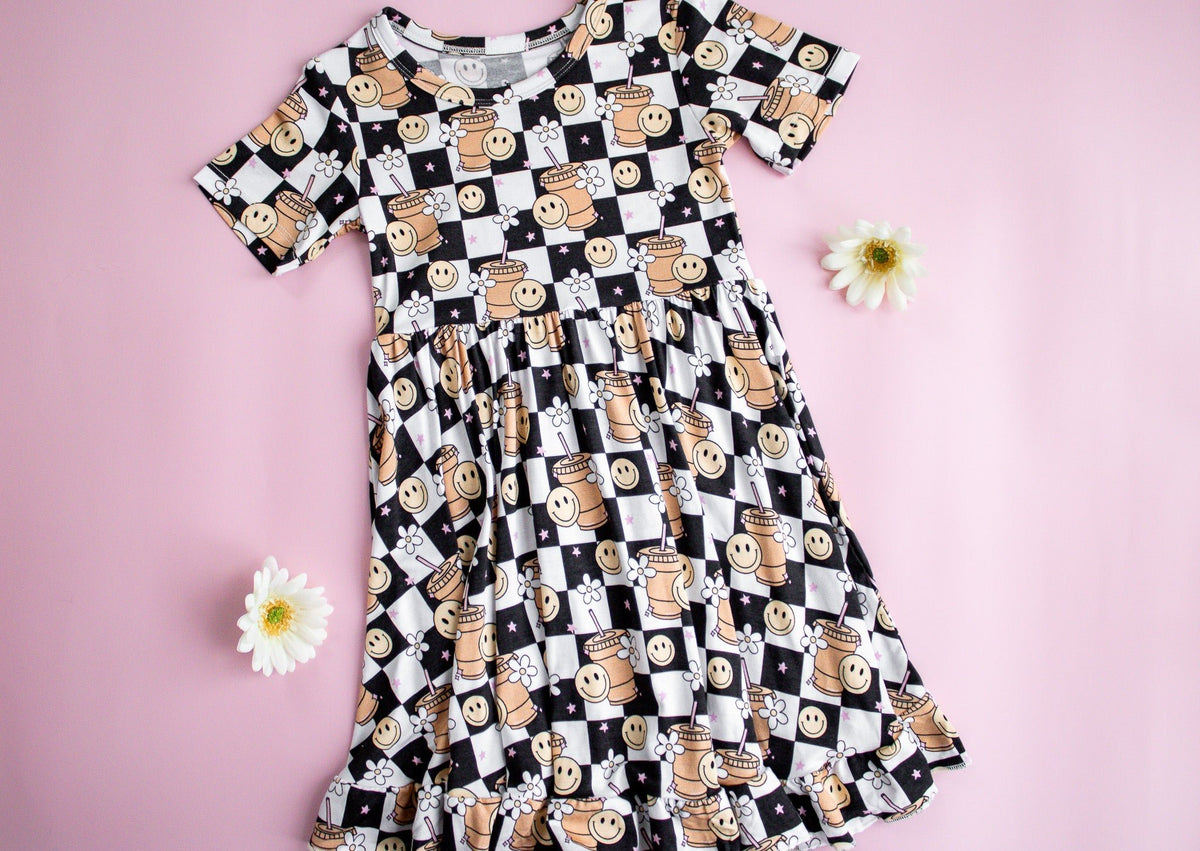 DREAM BIG LITTLE CO SMILEY CUP OF CHECKERS DREAM RUFFLE DRESSEveretts Place