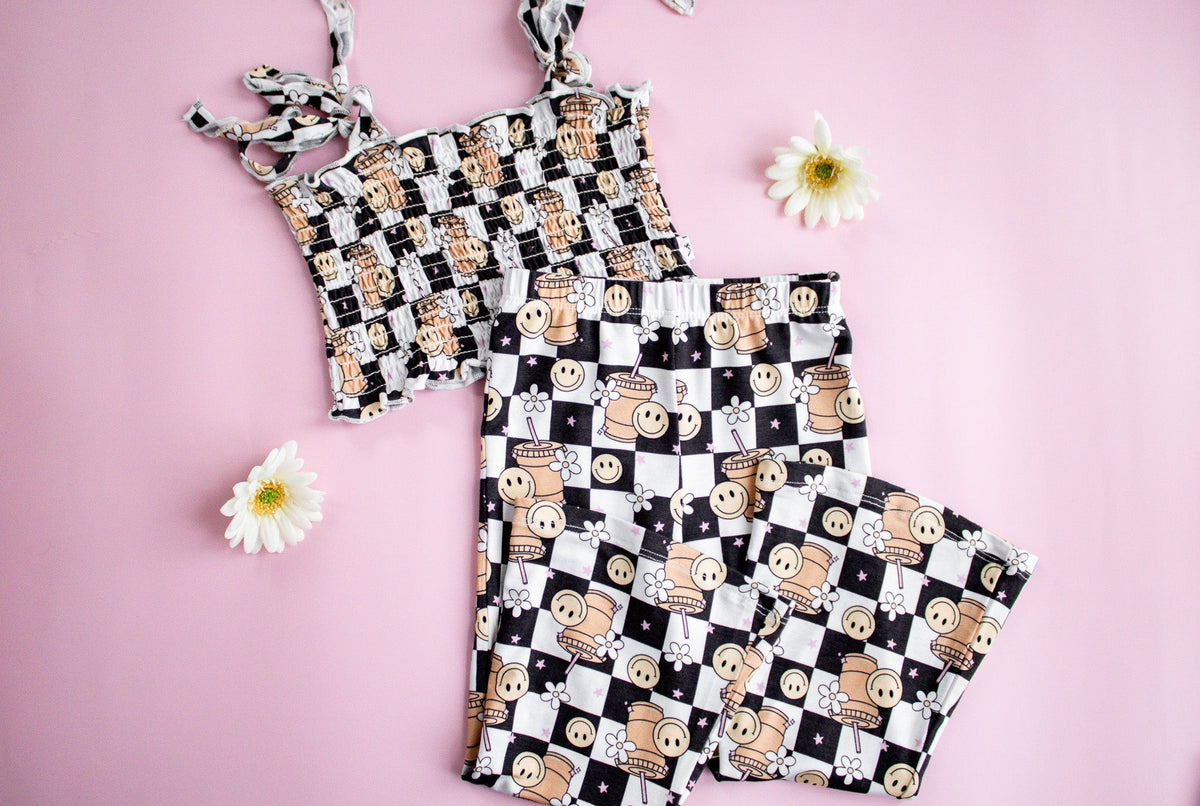 DREAM BIG LITTLE CO SMILEY CUP OF CHECKERS DREAM SMOCKED FLARE SETEveretts Place
