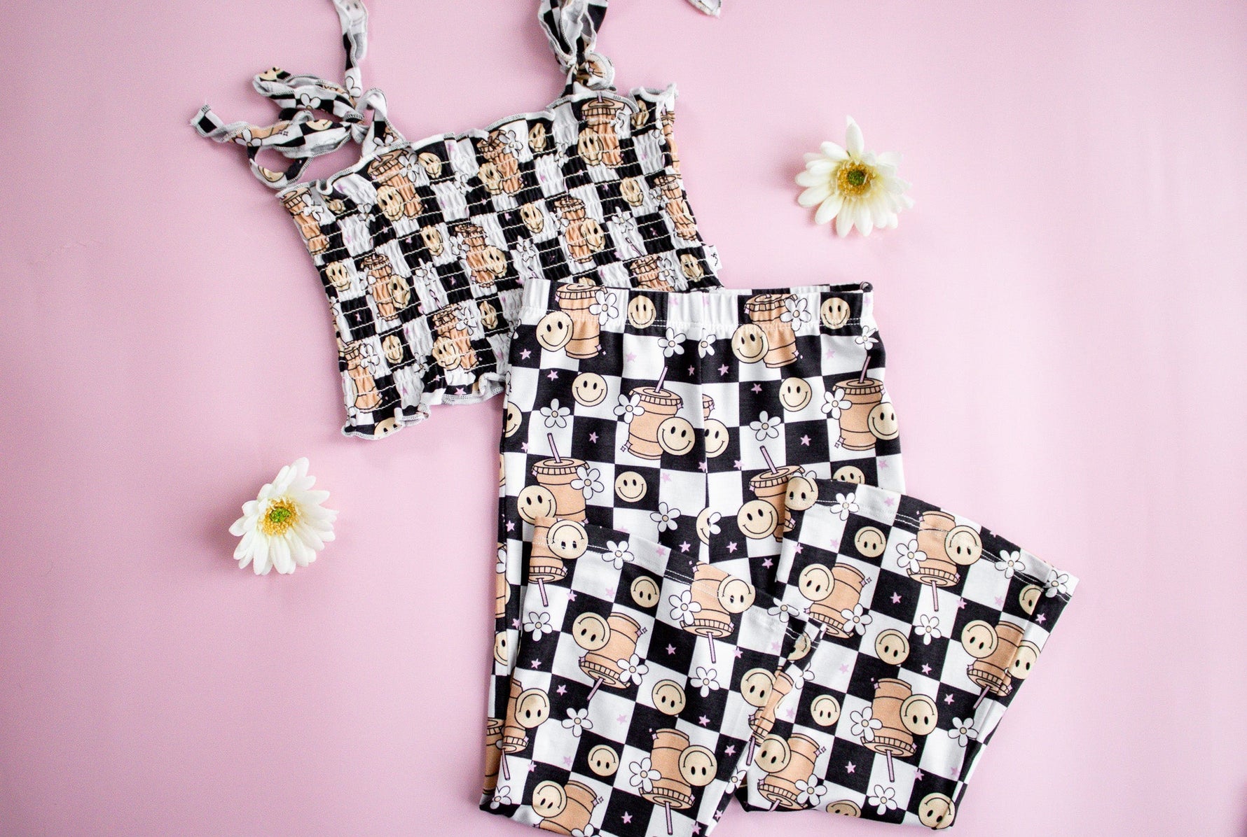 DREAM BIG LITTLE CO SMILEY CUP OF CHECKERS DREAM SMOCKED FLARE SETEveretts Place