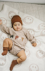Mebie Baby Smiley Taupe Plush Blanket - 