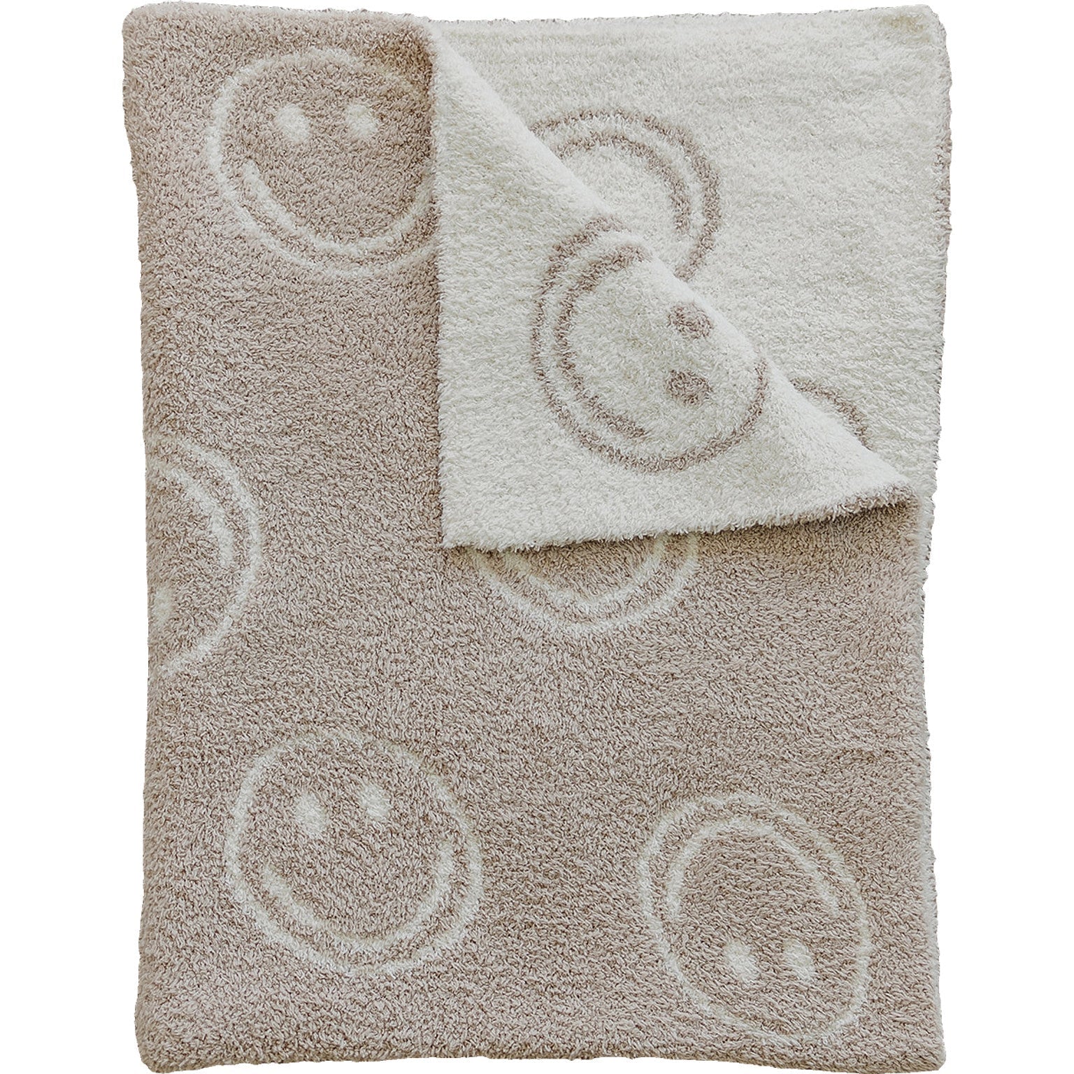 Smiley Taupe Plush Blanket - Spiral, Linens, Towel, Rug, Scarf | Everetts Place