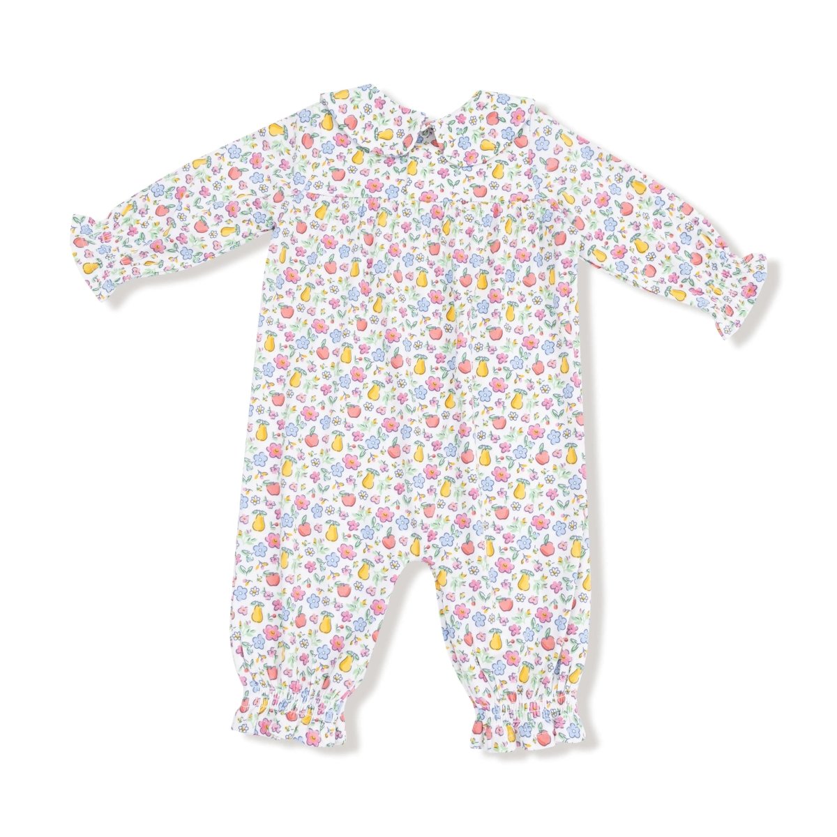 Angel Dear Smocked Long Sleeve Romper Peter Pan Collar Soft Viscose - Everetts Place Boutique - 