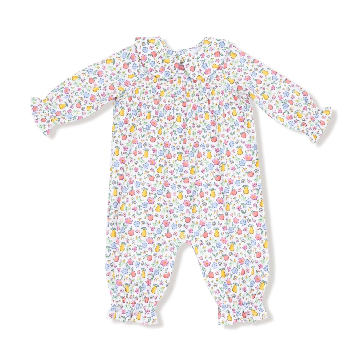 Angel Dear Smocked Long Sleeve Romper Peter Pan Collar Soft Viscose - Everetts Place Boutique - 