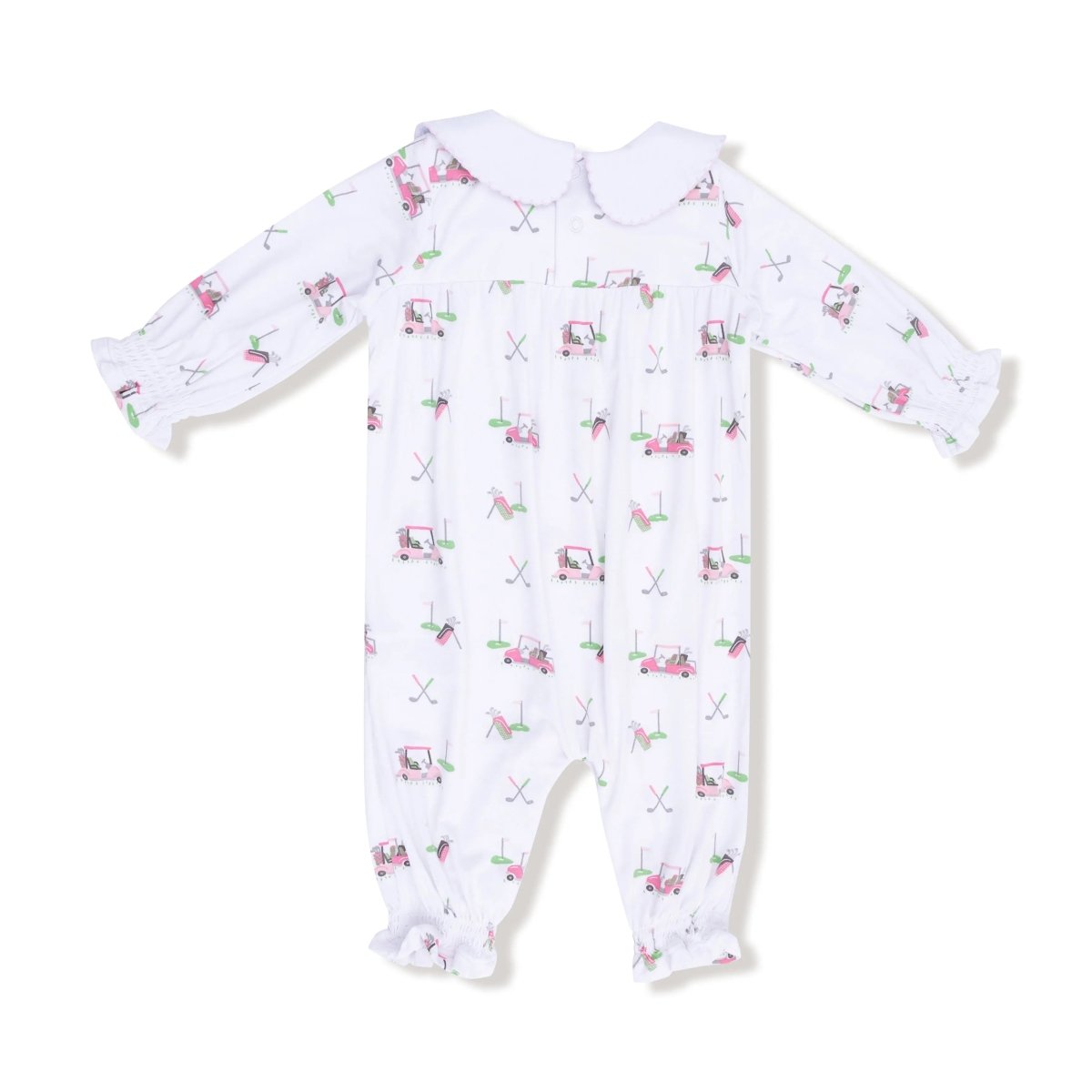 Angel Dear Smocked Long Sleeve Romper With Peter Pan Collar For Baby - Everetts Place Boutique - 