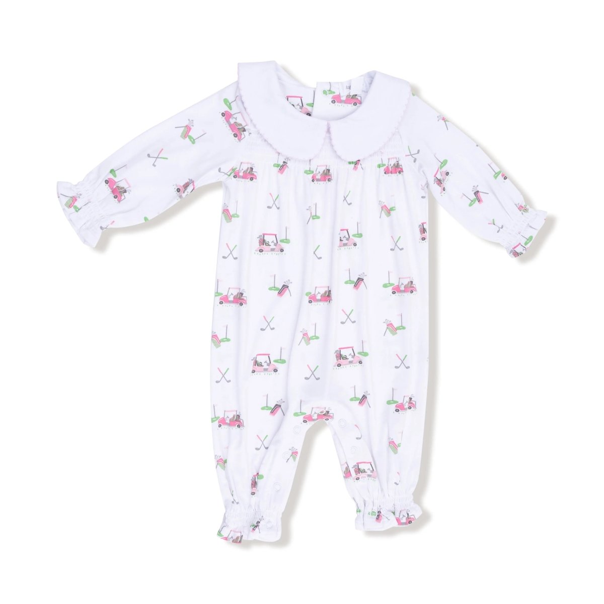Angel Dear Smocked Long Sleeve Romper With Peter Pan Collar For Baby - Everetts Place Boutique - 