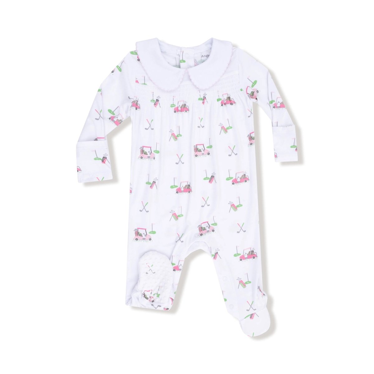 Angel Dear Smocked Peter Pan Collar Footie Baby Onesie Snap Closure - Everetts Place Boutique - 