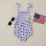 Little Joy Co. Smocked Red White And Bows Bamboo Bubble Romper For Baby - Everetts Place Boutique - 