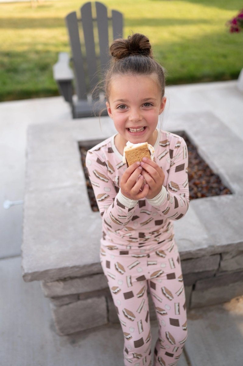 Dreamlet Smore To Love Long Sleeve Pajama Pink Bamboo Fabric - Everetts Place Boutique - 