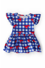 Mila & Rose ® SMU Plaid Mustang Flutter Twirl Bodysuit - 