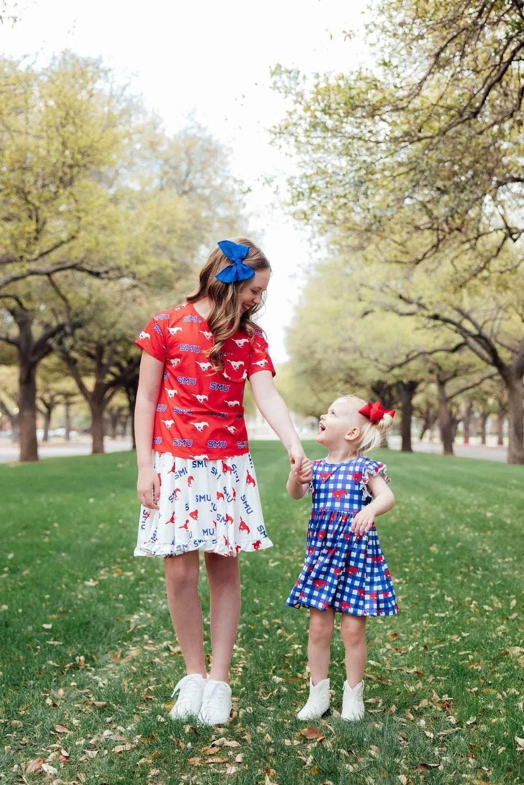 Mila & Rose ® SMU Plaid Mustang Flutter Twirl Dress - 