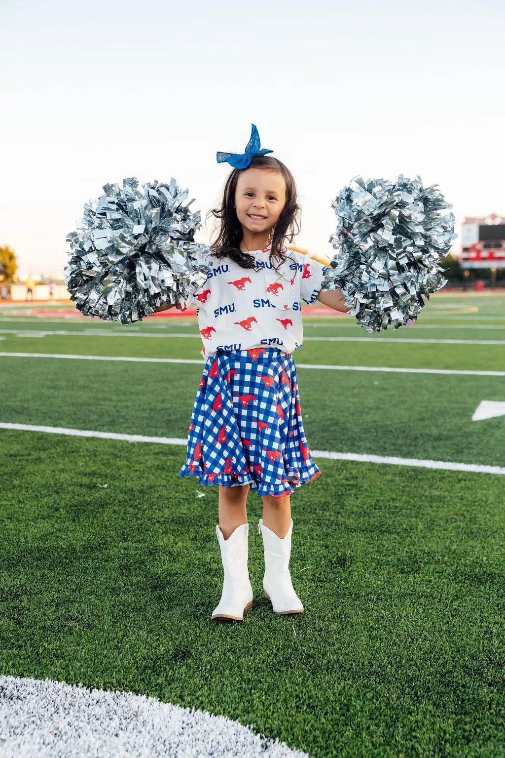 Mila & Rose ® SMU Plaid Mustang Ruffle Twirl Skort - 