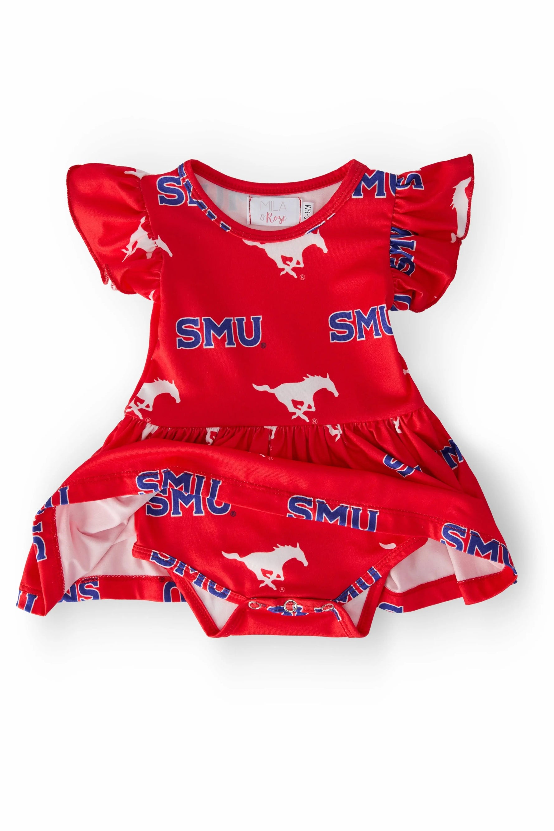 Mila & Rose ® SMU Red Mustang Flutter Twirl Bodysuit - 