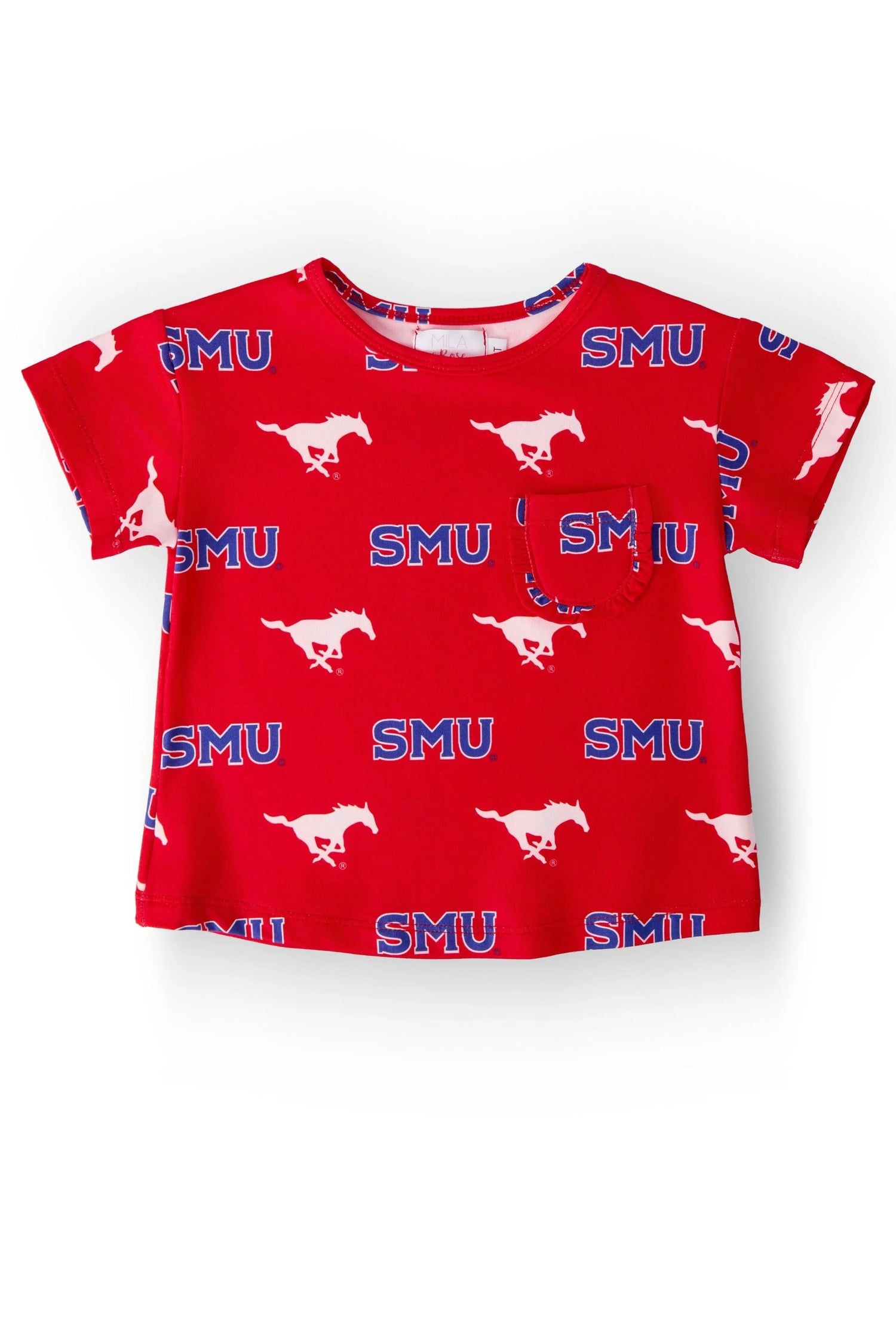 SMU Red Mustang Ruffle Pocket Tee - Textile, Active Shirt, Baby & Toddler Clothing, Top | Everetts Place