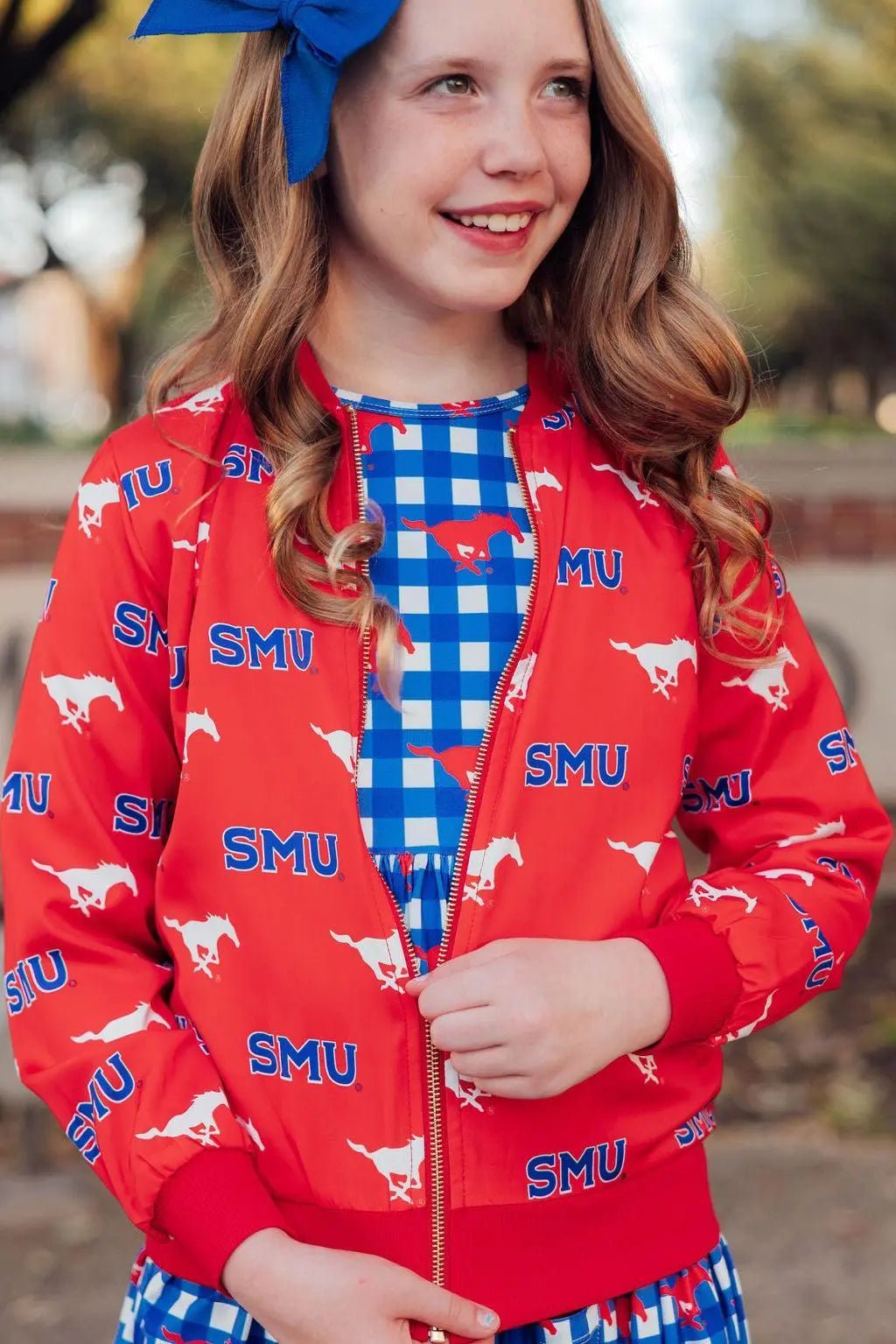 Mila & Rose ® SMU Red Mustang Satin Jacket - 