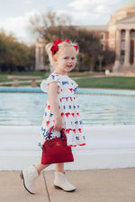 Mila & Rose ® SMU White Mustang Flutter Twirl Dress - 