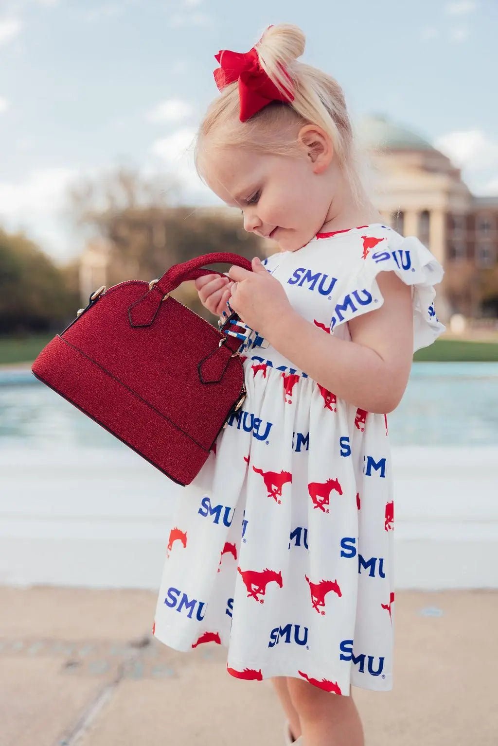 Mila & Rose ® SMU White Mustang Flutter Twirl Dress - 