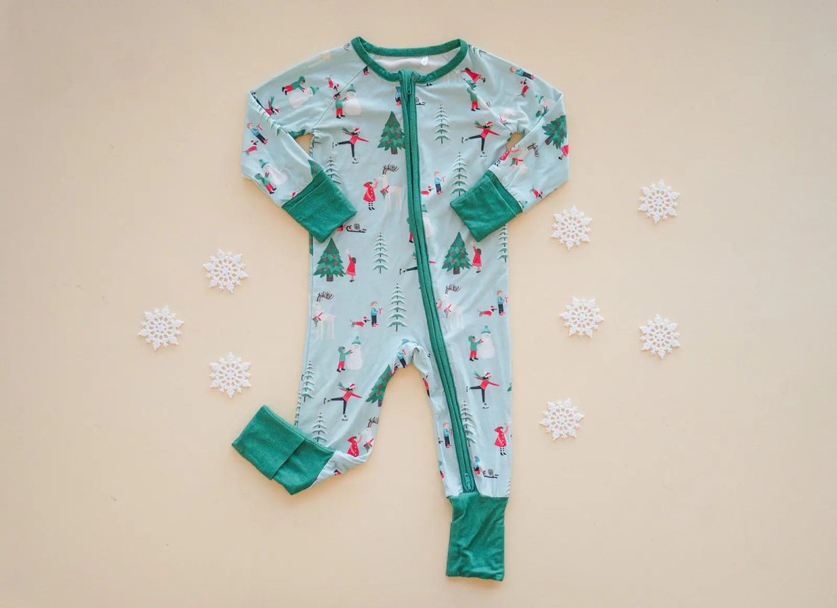 Dreamlet Snow Day Green Convertible Zip Footies For Babies Cozy - Everetts Place Boutique - 