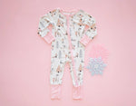 Dreamlet Snow Day Pink Convertible Zip Footies Baby Sleepwear - Everetts Place Boutique - 