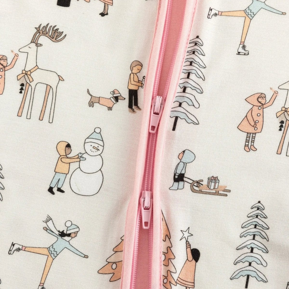 Dreamlet Snow Day Pink Convertible Zip Footies Baby Sleepwear - Everetts Place Boutique - 