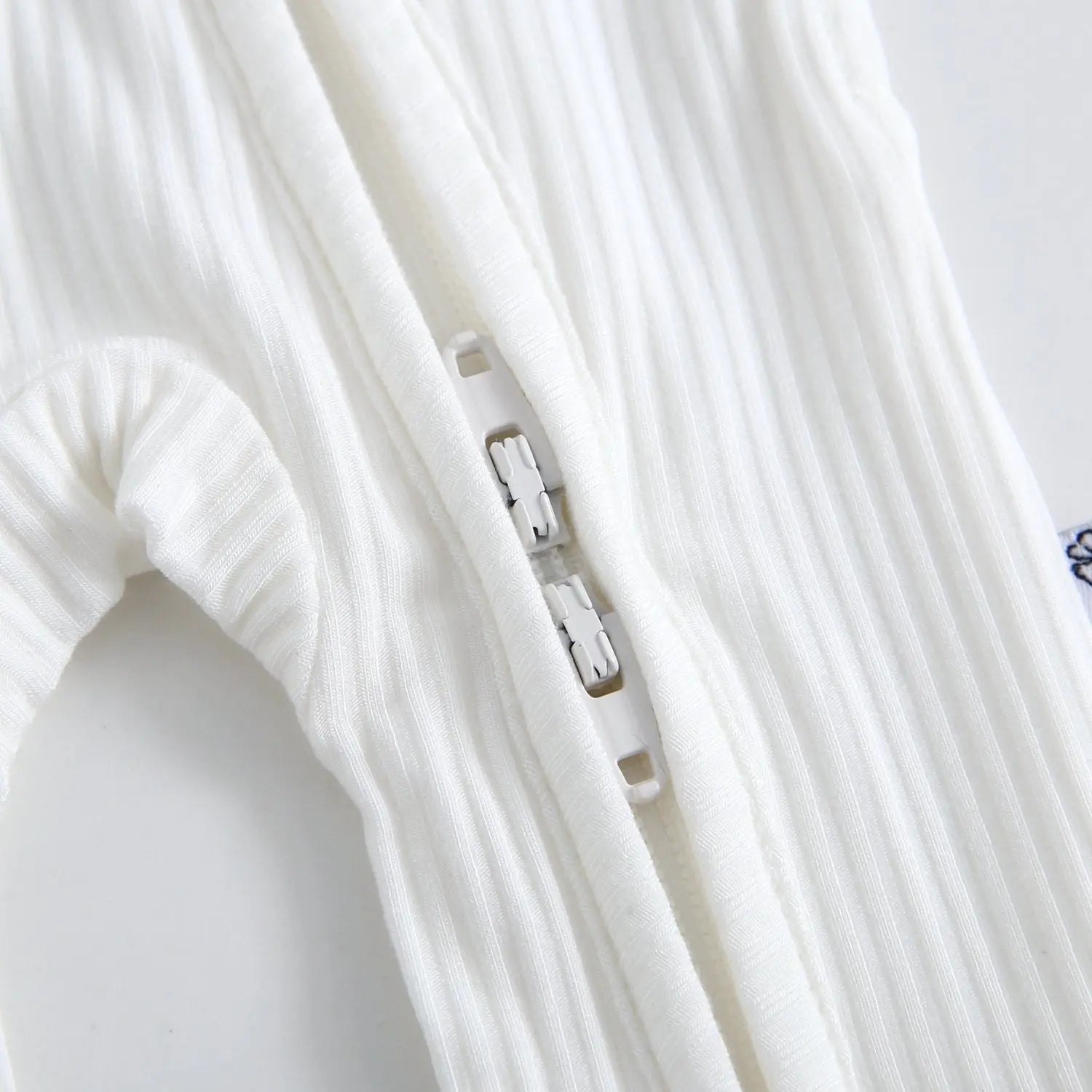 Luxie Charm Snow Ribbed Zippered Baby Romper - 