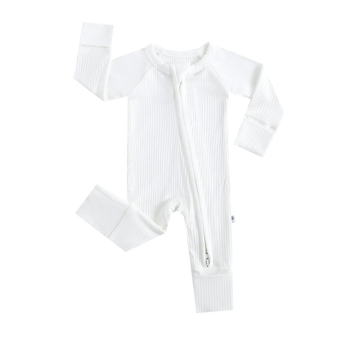 Luxie Charm Snow Ribbed Zippered Baby Romper - 