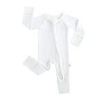 Luxie Charm Snow Ribbed Zippered Baby Romper - 