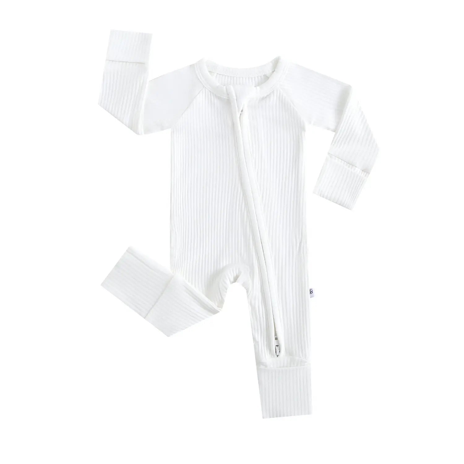 Luxie Charm Snow Ribbed Zippered Baby Romper - 