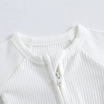 Luxie Charm Snow Ribbed Zippered Baby Romper - 