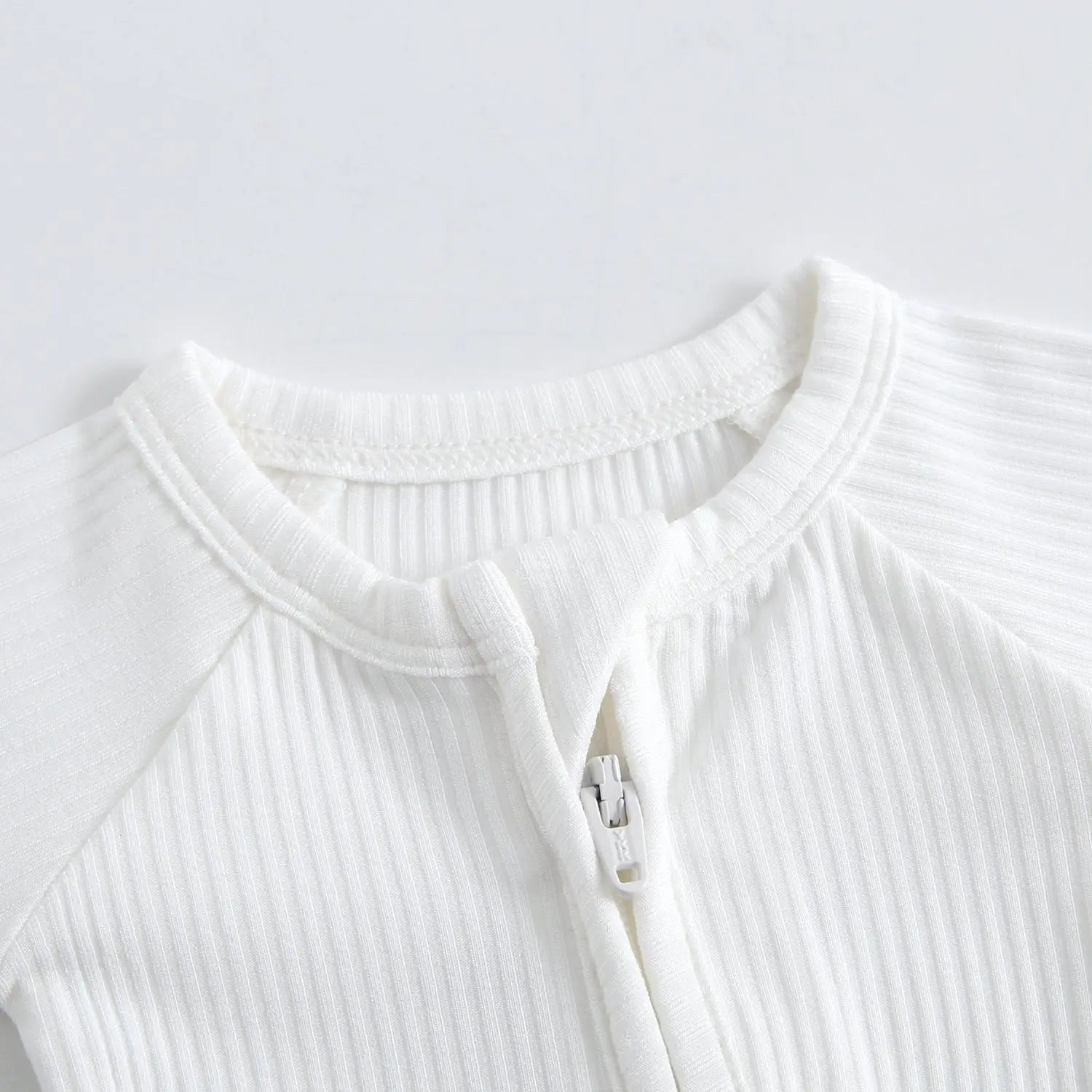Luxie Charm Snow Ribbed Zippered Baby Romper - 