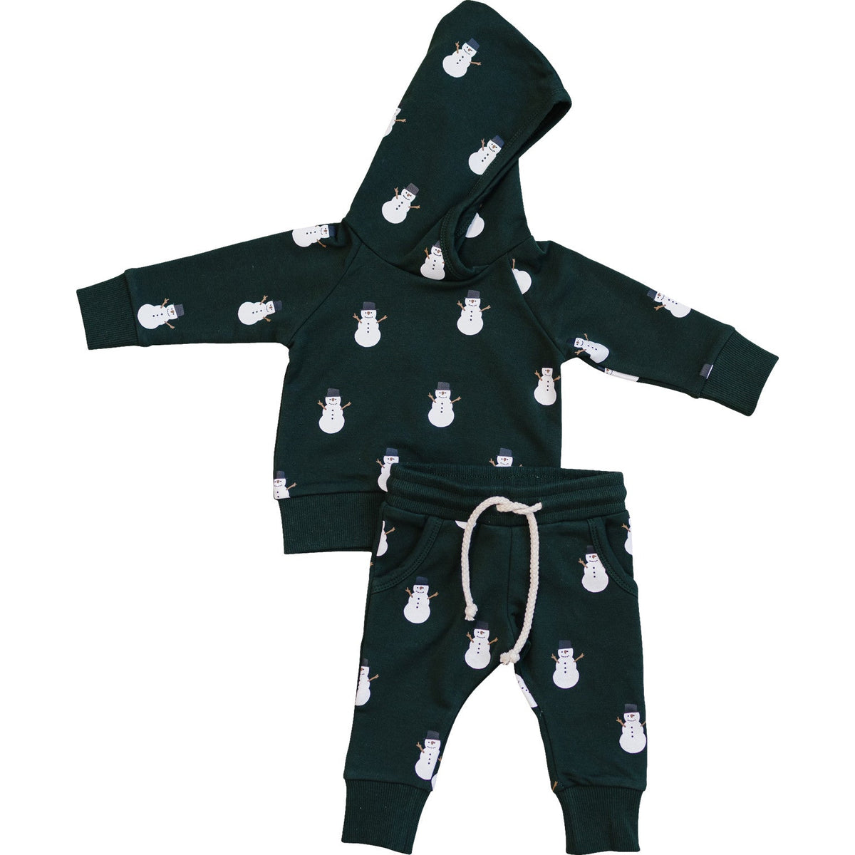 Mebie Baby Snowman Hooded French Terry Set - 
