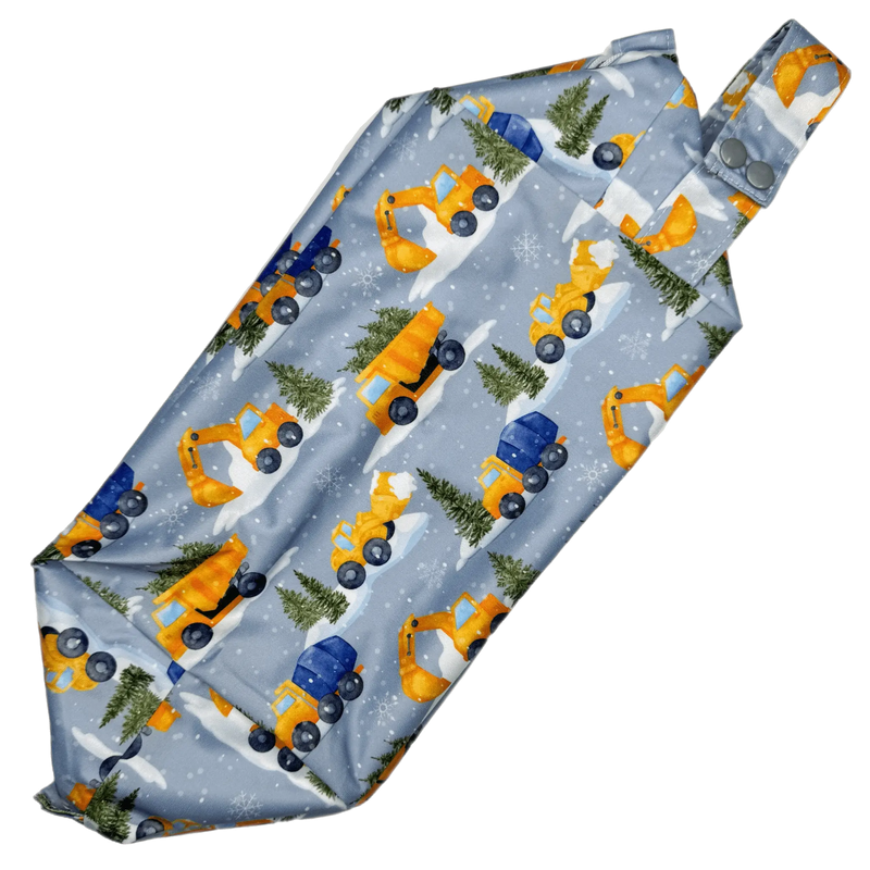 Snowy Daze - Pod with construction vehicle print and snap handle.