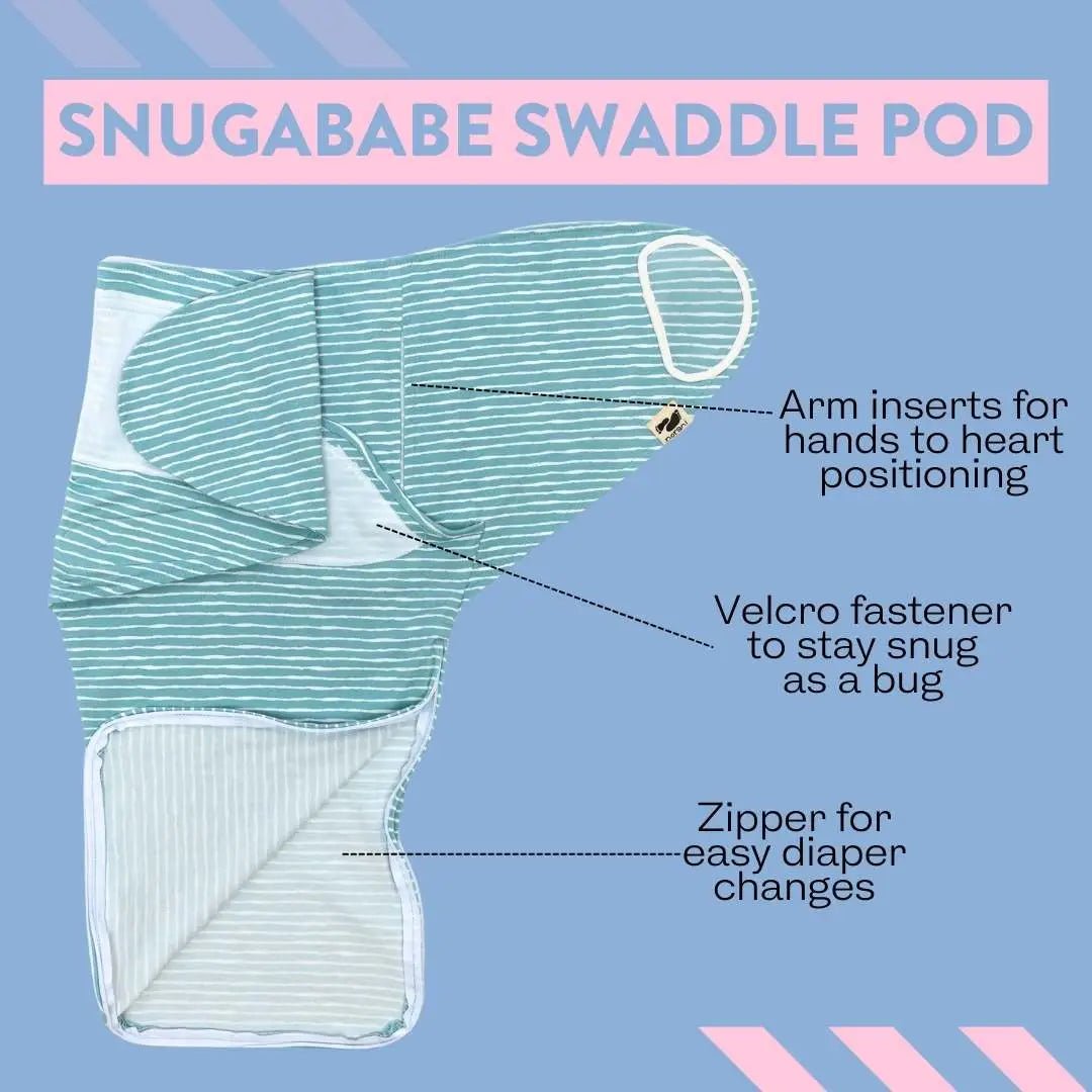 Norani Baby Snugababe Swaddle™ Sleep Pod - Green Stripes - 