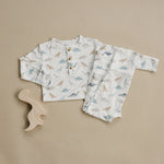 Little Joy Co. Snugglesaurus 2pc Henley Bamboo Pajamas - Sizes Newborn & Up! - 