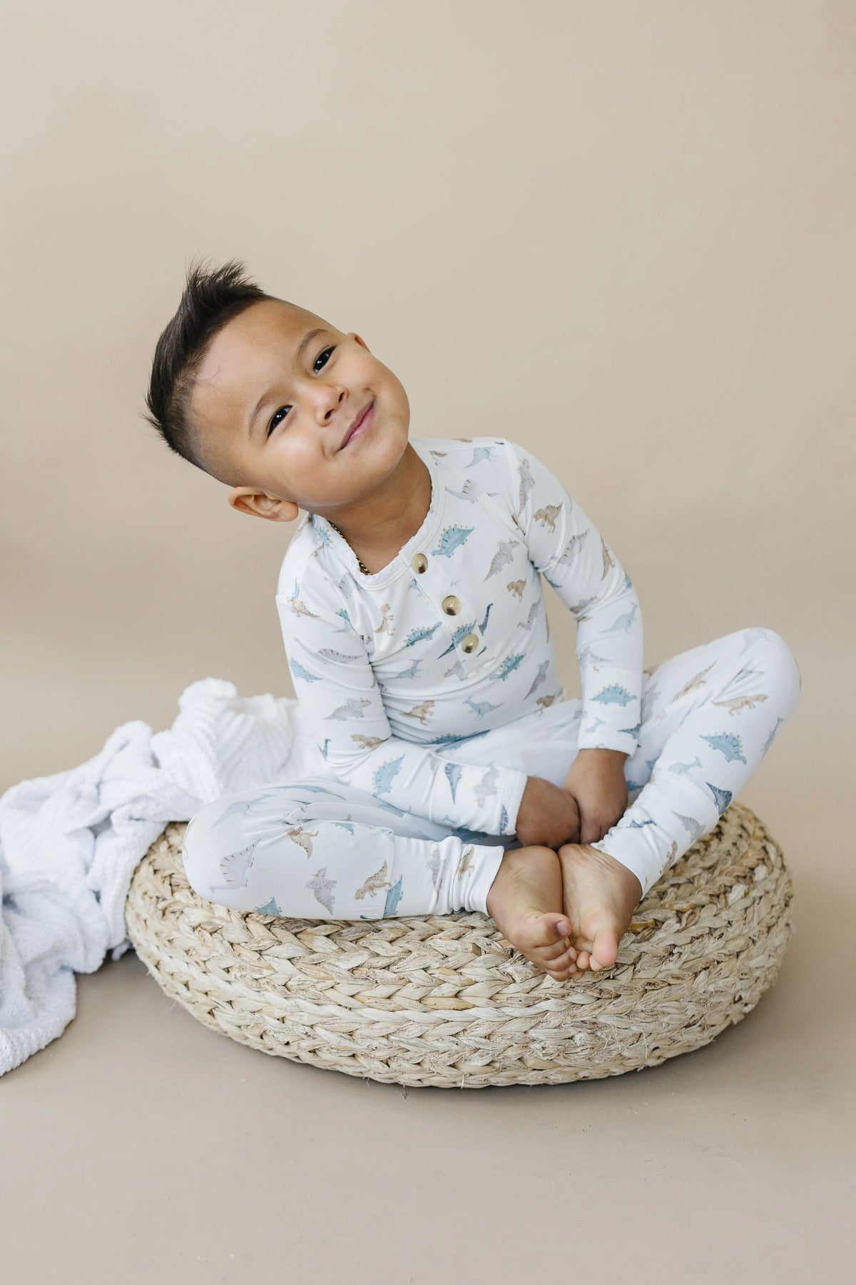 Little Joy Co. Snugglesaurus 2pc Henley Bamboo Pajamas - Sizes Newborn & Up! - 