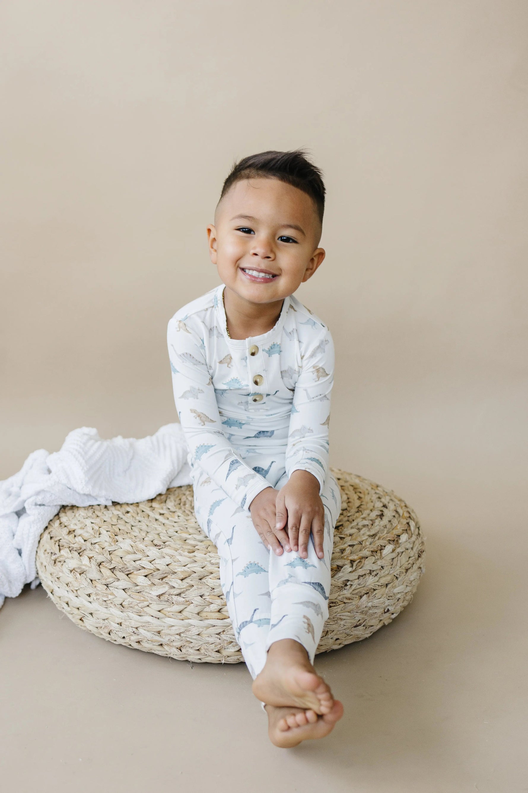 Little Joy Co. Snugglesaurus 2pc Henley Bamboo Pajamas - Sizes Newborn & Up! - 