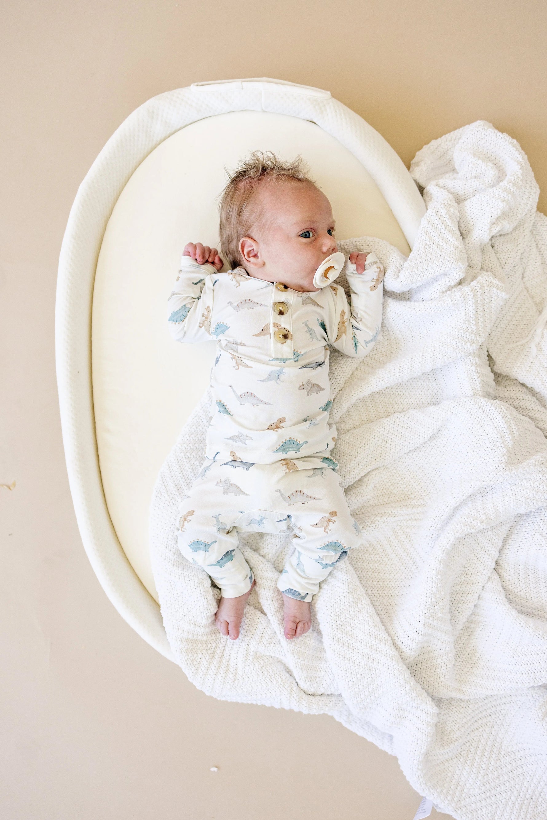 Little Joy Co. Snugglesaurus 2pc Henley Bamboo Pajamas - Sizes Newborn & Up! - 