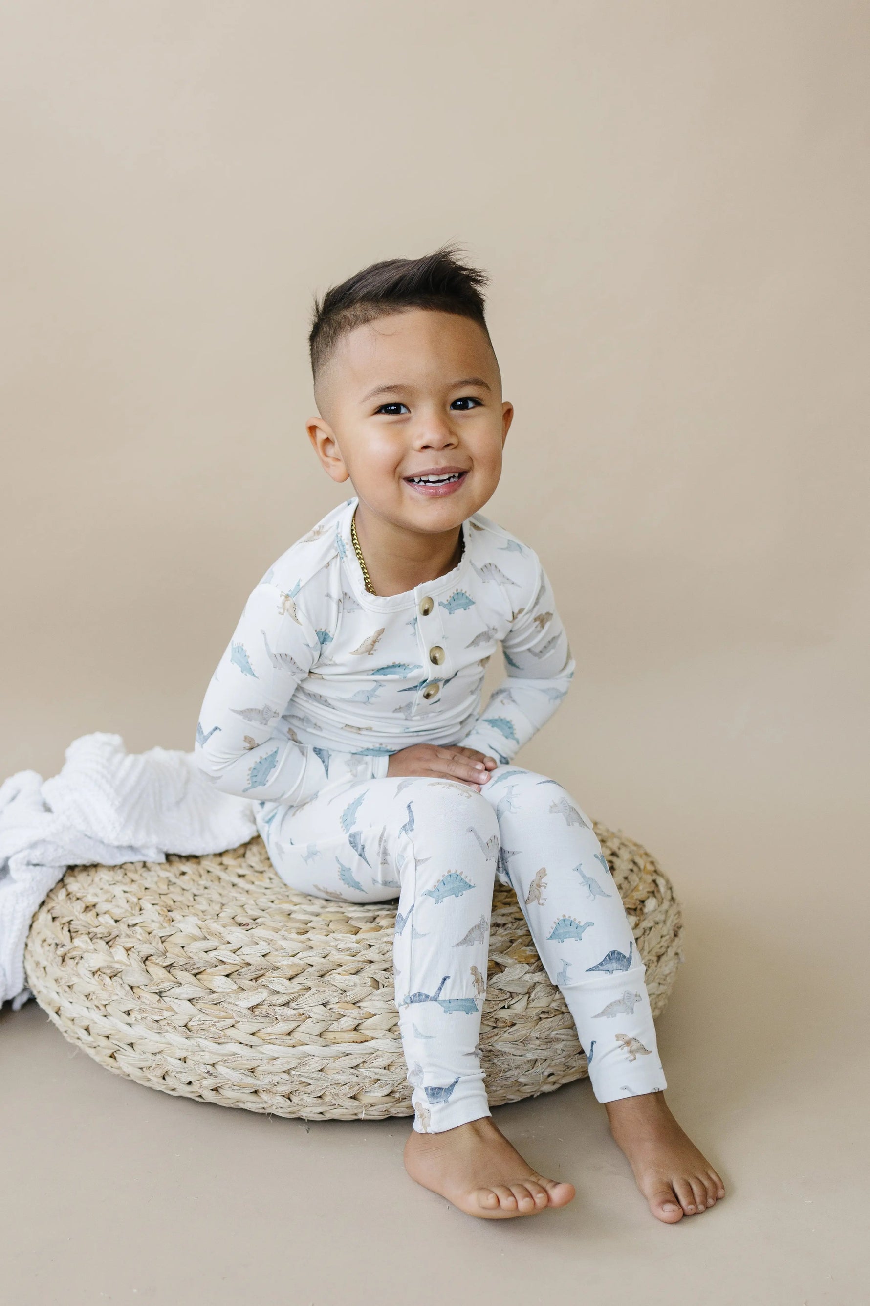 Little Joy Co. Snugglesaurus 2pc Henley Bamboo Pajamas - Sizes Newborn & Up! - 
