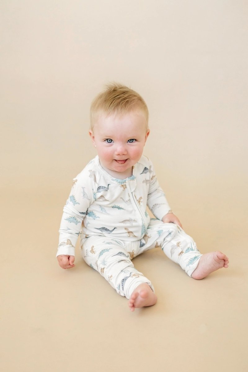 Little Joy Co. Snugglesaurus Bamboo Zippy Romper for Babies with Feet - Everetts Place Boutique - 